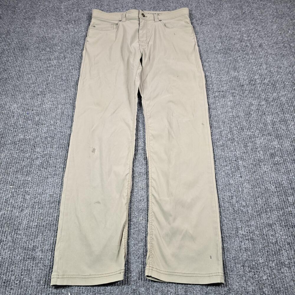 PrAna Pants Mens 34x32 Beige Slim Fit Straight Leg Chino Stretch Casual Travel